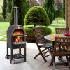 VEVOR Outdoor Pizza Oven, 12" Wood Fire Oven, 2-Layer Pizza Oven Wood Fired, Wood Burning Outdoor Pizza Oven with 2 Removable Wheels, 700℉ Max Tempera