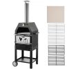 VEVOR Outdoor Pizza Oven, 12" Wood Fire Oven, 2-Layer Pizza Oven Wood Fired, Wood Burning Outdoor Pizza Oven with 2 Removable Wheels, 700℉ Max Tempera