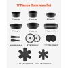 17 Piece Pots and Pans Set Granite Nonstick Kitchen Cookware Induction Black