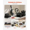17 Piece Pots and Pans Set Granite Nonstick Kitchen Cookware Induction Black