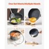 19 Piece Pots and Pans Set Granite Nonstick Kitchen Cookware Induction Black