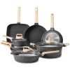 19 Piece Pots and Pans Set Granite Nonstick Kitchen Cookware Induction Black