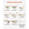 19 Piece Pots and Pans Set Granite Nonstick Kitchen Cookware Induction White