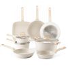 19 Piece Pots and Pans Set Granite Nonstick Kitchen Cookware Induction White