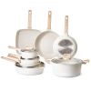 19 Piece Pots and Pans Set Granite Nonstick Kitchen Cookware Induction White