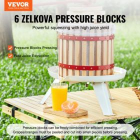 VEVOR Fruit Wine Press, 1.6 Gallon/6L, Solid Wood Basket with 6 Blocks, Manual Juice Maker, Cider Apple Grape Tincture Vegetables Honey Olive Oil Maki