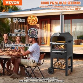 VEVOR 12" Outdoor Pizza Oven Portable Wood Pellet Pizza Oven Baked Paint Camping