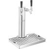 VEVOR Kegerator Tower Kit, Dual Taps Beer Conversion Kit, Stainless Steel Keg Beer Tower Dispenser with Dual Gauge CGA320 Regulator & D-System Keg Cou