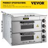 VEVOR Commercial Pizza Oven Countertop, 14" Double Deck Layer, 110V 1950W Stainless Steel Electric Pizza Oven with Stone and Shelf, Multipurpose Indoo