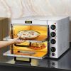 VEVOR Commercial Pizza Oven Countertop, 14" Double Deck Layer, 110V 1950W Stainless Steel Electric Pizza Oven with Stone and Shelf, Multipurpose Indoo