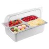 Countertop Food Serving Display Container 4 Pan Condiment Dispenser with Lid