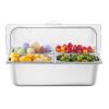 Countertop Food Serving Display Container 4 Pan Condiment Dispenser with Lid