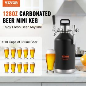 VEVOR Beer Growler Tap System, 128Oz 4L Mini Keg, 304 Stainless Steel Pressurized Beer Growler, Keg Growler with Pressure Display, CO2 Regulator Fauce
