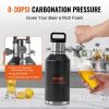 VEVOR Beer Growler Tap System, 64Oz 1.89L Mini Keg, 304 Stainless Steel Pressurized Beer Growler, Keg Growler with Pressure Display, CO2 Regulator Fau