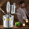 VEVOR 20L 5.3Gal Water Alcohol Distiller 304 Stainless Steel Alcohol Still Wine Making Boiler Home Kit with Thermometer for Whiskey Brandy Essential,