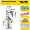 VEVOR 50L 13.2Gal Water Alcohol Distiller 304 Stainless Steel Alcohol Still Wine Making Boiler Home Kit with Thermometer for Whiskey Brandy Essential,