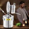VEVOR 50L 13.2Gal Water Alcohol Distiller 304 Stainless Steel Alcohol Still Wine Making Boiler Home Kit with Thermometer for Whiskey Brandy Essential,