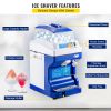 VEVOR 110V Commercial Ice Shaver Crusher 441LBS/H with 11LBS Hopper, 300W Tabletop Electric Snow Cone Maker 320 RPM Rotate Speed Perfect For Parties E