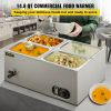 VEVOR 110V Commercial Food Warmer 4x1/4GN, 4-Pan Stainless Steel Bain Marie 14.8 Qt Capacity,1500W Steam Table 15cm/6inch Deep,Temp. Control 86-185, E