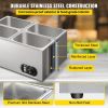 VEVOR 110V Commercial Food Warmer 4x1/4GN, 4-Pan Stainless Steel Bain Marie 14.8 Qt Capacity,1500W Steam Table 15cm/6inch Deep,Temp. Control 86-185, E