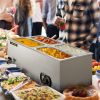 VEVOR 110V Commercial Food Warmer 4x1/4GN, 4-Pan Stainless Steel Bain Marie 14.8 Qt Capacity,1500W Steam Table 15cm/6inch Deep,Temp. Control 86-185, E
