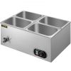VEVOR 110V Commercial Food Warmer 4x1/4GN, 4-Pan Stainless Steel Bain Marie 14.8 Qt Capacity,1500W Steam Table 15cm/6inch Deep,Temp. Control 86-185, E