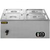 VEVOR 110V Commercial Food Warmer 4x1/4GN, 4-Pan Stainless Steel Bain Marie 14.8 Qt Capacity,1500W Steam Table 15cm/6inch Deep,Temp. Control 86-185, E