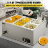 VEVOR 110V Commercial Food Warmer 2x1/3GN and 2x1/6GN, 4-Pan Stainless Steel Bain Marie 14.8 Qt Capacity, 1500W Steam Table 15cm/6inch Deep,Temp. Cont