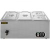 VEVOR 110V Commercial Food Warmer 2x1/3GN and 2x1/6GN, 4-Pan Stainless Steel Bain Marie 14.8 Qt Capacity, 1500W Steam Table 15cm/6inch Deep,Temp. Cont