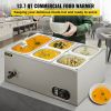 VEVOR 110V Commercial Food Warmer 1x1/3GN and 4x1/6GN, 5-Pan Stainless Steel Bain Marie 13.7 Quart Capacity,1500W Steam Table 15cm/6inch Deep, Electri