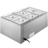 VEVOR 110V Commercial Food Warmer 1x1/3GN and 4x1/6GN, 5-Pan Stainless Steel Bain Marie 13.7 Quart Capacity,1500W Steam Table 15cm/6inch Deep, Electri