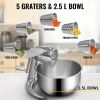 VEVOR Rotary Cheese Grater, Zinc Alloy Rotary Vegetable Mandoline, Manual Cheese Mandoline w/ 5 Stainless Steel Cutting Cones, Manual Vegetable Grater