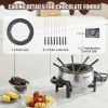 VEVOR Electric Fondue Pot Set for Cheese & Chocolate, 3 Quart Chocolate Melting Warmer, Stainless Steel Fondue Maker with Temperature Control and 8 Fo