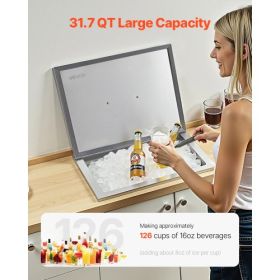 31.7 Qt Drop in Ice Chest Ice Cooler Ice Bin Stainless Steel 20"x14"x12"