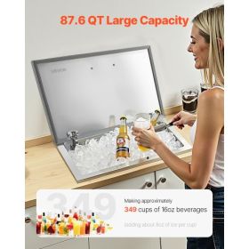 87.6 Qt Drop in Ice Chest Ice Cooler Ice Bin Stainless Steel 28"x16"x17"