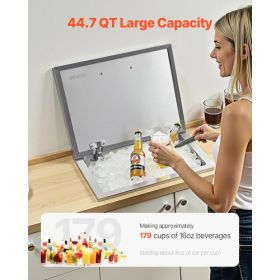 44.7 Qt Drop in Ice Chest Ice Cooler Ice Bin Stainless Steel 20"x16"x13"