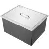 VEVOR Drop in Ice Chest, 22"L x 17"W x 12"H Stainless Steel Ice Cooler, Commercial Ice Bin with Cover, 40 qt Outdoor Kitchen Ice Bar, Drain-pipe and D