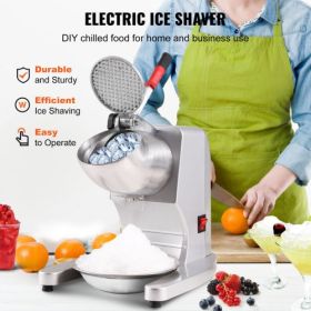 VEVOR Ice Crushers Machine, 220lbs Per Hour Electric Snow Cone Maker with 4 Blades, Stainless Steel Shaved Ice Machine with Cover and Bowl, 300W Ice S