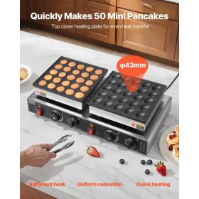 VEVOR 50PCS Mini Dutch Pancake Maker Commercial Dorayaki Baker Non-stick 1800W