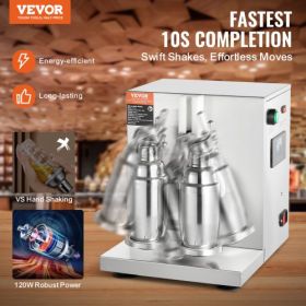 VEVOR Milkshake Maker Machine, 120W Commercial Milk Tea Shaker Machine, Double Head Milk Shake Mixer Machine, 0-180s Adjustable Milkshake Blender, wit