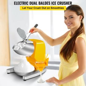 VEVOR 110V Electric Ice Shaver Crusher,300W 1450 RPM Snow Cone Maker Machine with Dual Stainless Steel Blades 210LB/H, Shaved Ice Machine with Ice Pla