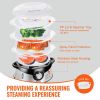 VEVOR Electric Food Steamer, 9.5Qt/9L Electric Vegetable Steamer with 3-Tier Stackable Trays, 800W Food-Grade Food Steamer for Cooking with 60-Min Tim