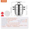VEVOR Steamer Pot 11in/28cm, 3 Tier Steamer Pot for Cooking with 8.5QT Stock Pot, Vegetable Steamer & 2 Steaming Tray, Food-Grade 304 Stainless Steel