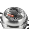 VEVOR Steamer Pot 11in/28cm, 3 Tier Steamer Pot for Cooking with 8.5QT Stock Pot, Vegetable Steamer & 2 Steaming Tray, Food-Grade 304 Stainless Steel