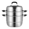 VEVOR Steamer Pot 11in/28cm, 3 Tier Steamer Pot for Cooking with 8.5QT Stock Pot, Vegetable Steamer & 2 Steaming Tray, Food-Grade 304 Stainless Steel