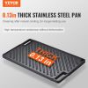 VEVOR Reversible Grill/Griddle, 9.7"x16.7" Pre-Seasoned Cast Iron Griddle, Rectangular Double Burner Griddle Pan, Non-Stick Family Pan Cookware with H