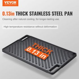 VEVOR Reversible Grill/Griddle, 9.7"x16.7" Pre-Seasoned Cast Iron Griddle, Rectangular Double Burner Griddle Pan, Non-Stick Family Pan Cookware with H