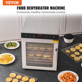 VEVOR Electric Food Dehydrator Machine, 800W Electric Food Dryer, 10 Stainless Steel Trays, with Digital Adjustable Timer & Temperature for Jerky, Her