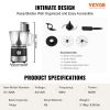 VEVOR Food Processor, 14-Cup Vegetable Chopper for Chopping, Mixing, Slicing, and Kneading Dough, 600 Watts Stainless Steel Blade Professional Electri