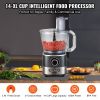 VEVOR Food Processor, 14-Cup Vegetable Chopper for Chopping, Mixing, Slicing, Puree, and Kneading Dough, 650 Watt Stainless Steel Blade Professional E